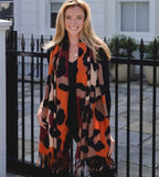 Orange Leopard Print Winter Scarf