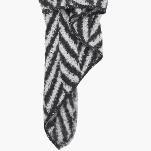 Black/White Asymmetric Chevron Heavyweight Scarf