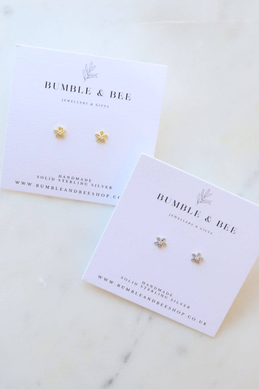 Sparkle Daisy Stud Earrings in Sterling Silver / Gold