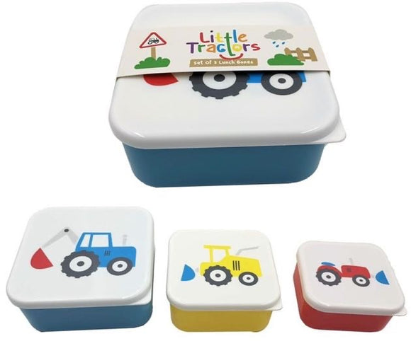 Little Tractors Set of 3 Lunch box Snack Pots