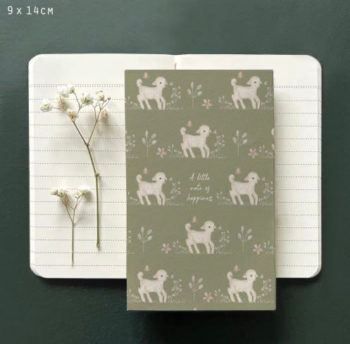 A little note of happiness with lamb design in green from east of india 