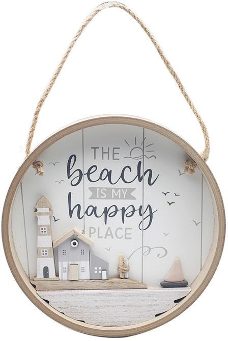 Happy Place At The Beach Circular Hanging Plaque