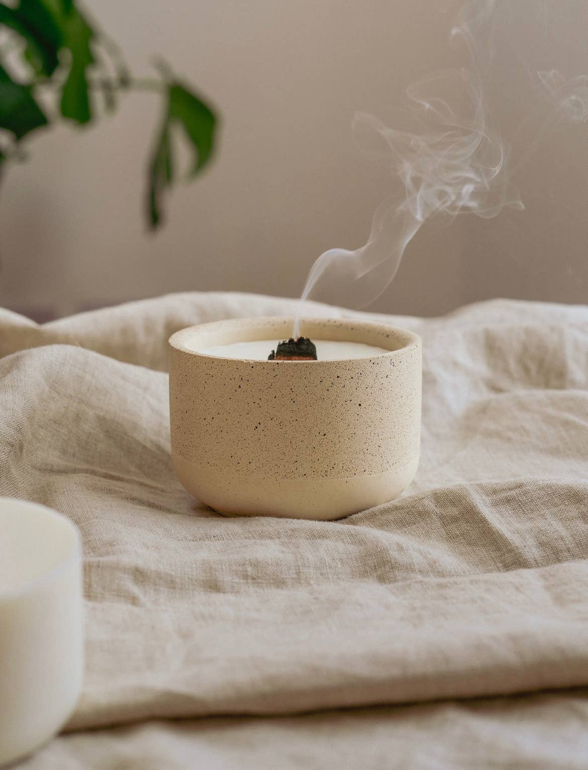 Rose & Lemon Leaf Stoneware Soy Wax Candle with Wooden Wick