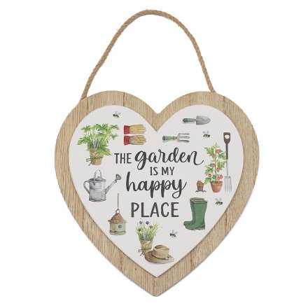 The Garden Is My Happy Place Heart Plaque