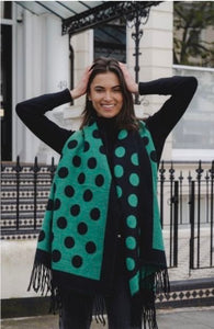 Green & Black Spotted Soft Winter Scarf