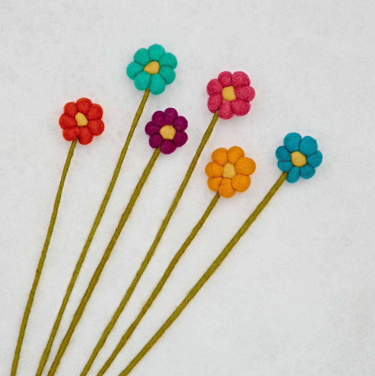 Pack of 6 Felt Handmade Flower Bouquet - Multicoloured