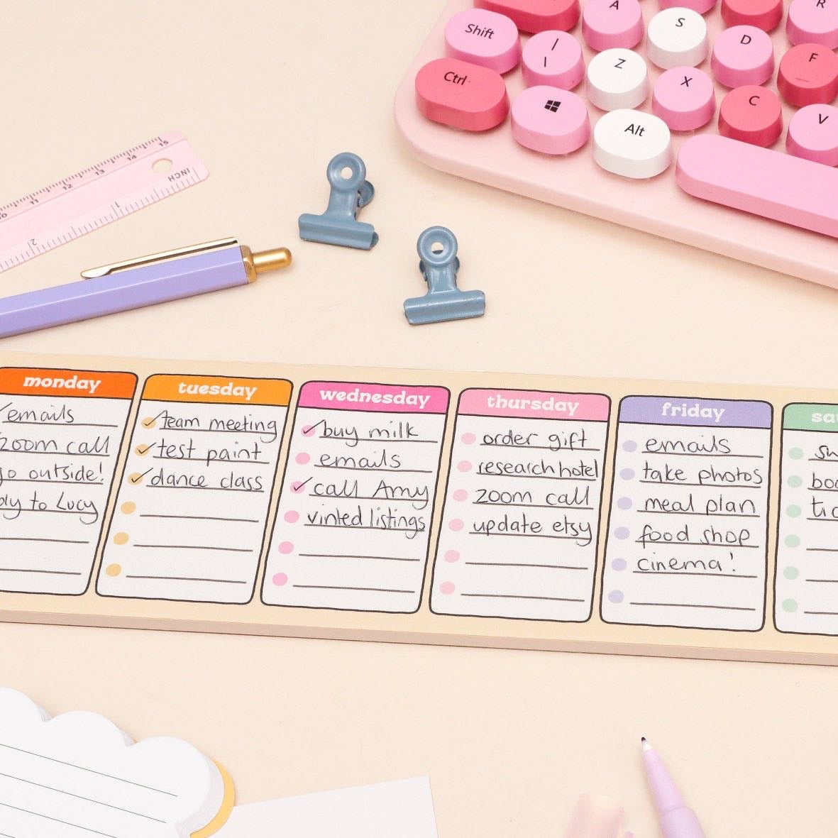 Days of the Week Keyboard Weekly Planner