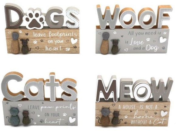 Cat & Dog Wooden Pebble Signs
