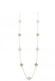 Winter White Four Leaf Clover Gold Long Plated Necklace
