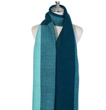 Teal Blue Block Coloured Winter Scarf