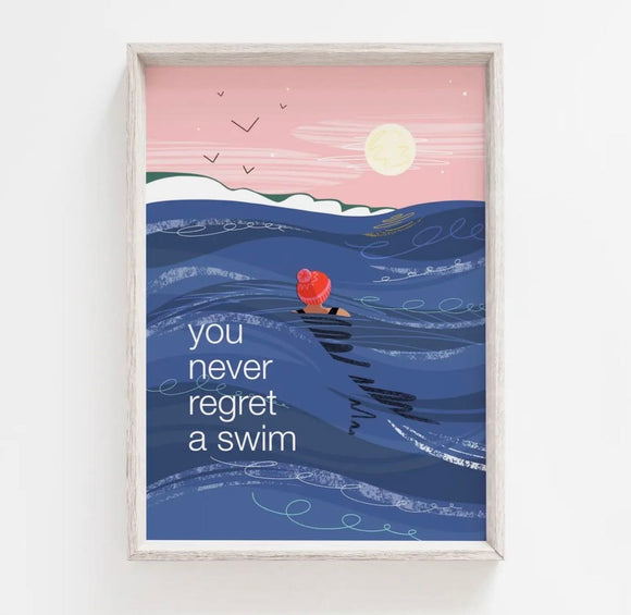 You never regret a swim unframed A4 print 