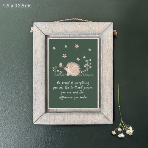 Be Proud Hedgehog Hanging Wooden Picture - East Of India