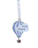 New Baby Boy Hot Air Balloon Silver Enamel Decoration