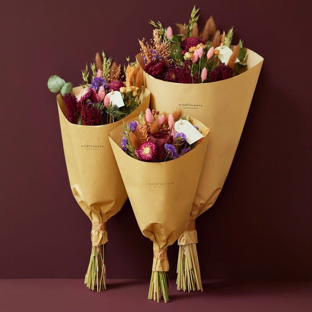 Dried Flowers - Field Bouquet - Burgundy Small bunch 