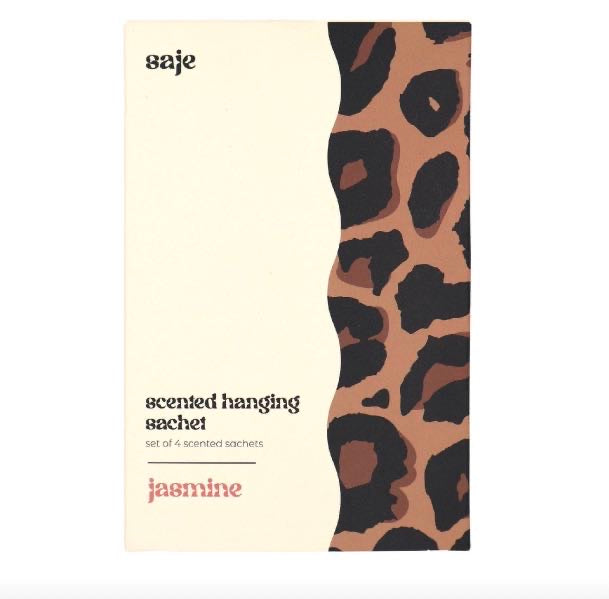 Saje Scented Hanging Sachet - Set of 4 Jasmine - Leopard Print Design