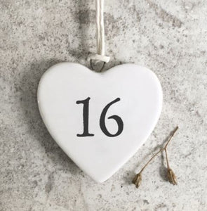 16 Porcelain Hanging Heart - East Of India