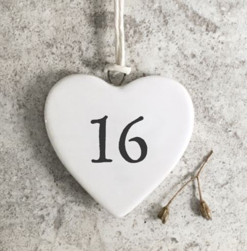 16 Porcelain Hanging Heart - East Of India