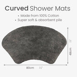 Curved Shower Mat - 100% Cotton Rounded Bath Mat in Mocha
