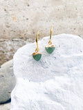 Aventurine Small Heart Gold Plated Gemstone Earrings