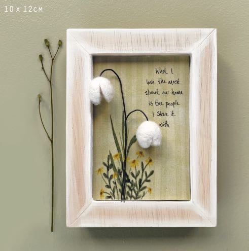 Felt Flowers Wooden Picture Box Frame - East of India