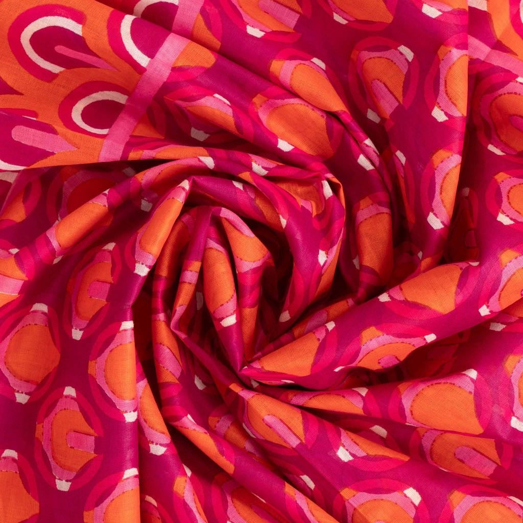 Pink/Orange Retro Geometric Lightweight Cotton Scarf
