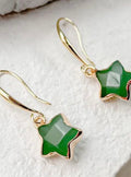 Aventurine Star Gold Plated Gemstone Crystal Earrings