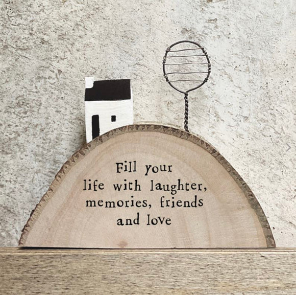 House on the Hill - Fill your life with laughter Wooden Scene - East Of India