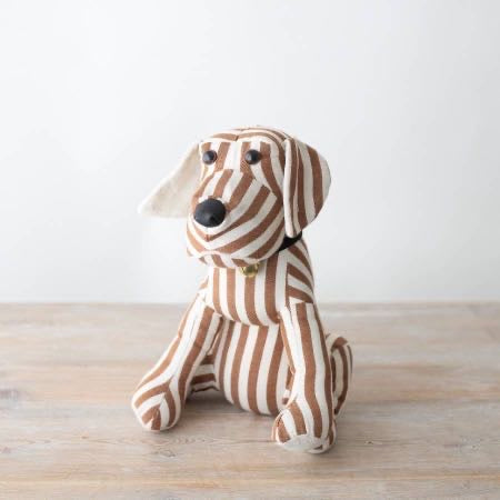 Striped Sitting Dog DoorStop