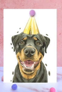 Rottweiler pompom birthday card