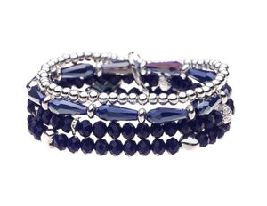 Navy & Silver Multi Bracelet With Semi Precious Lapis Stones