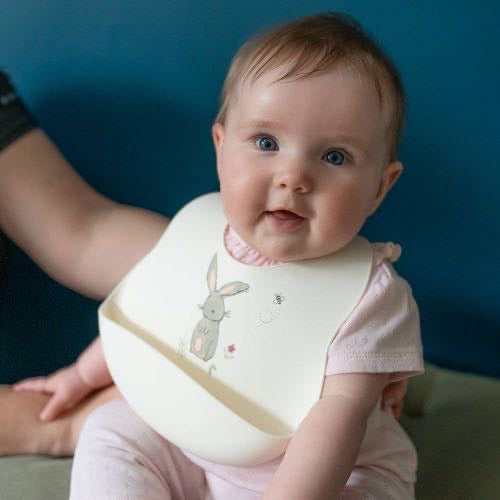 Silicone Baby Bib with Food Catcher – Bunny Design Waterproof Weaning Bib