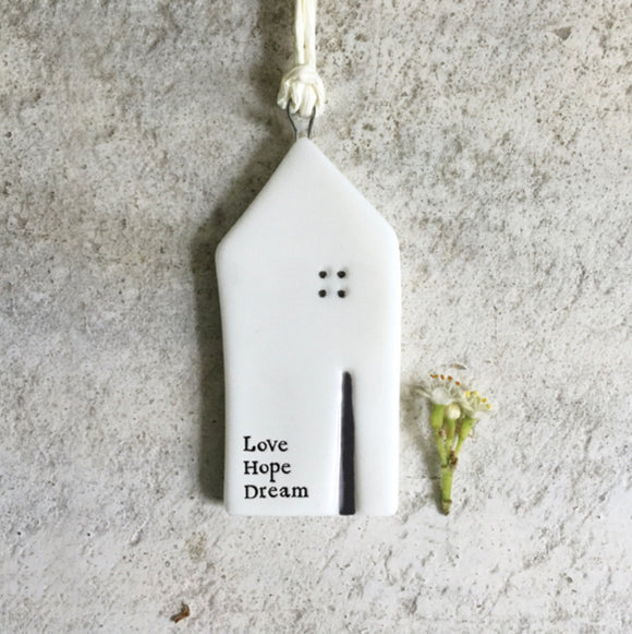 Love, Hope, Dream Porcelain House Hanger - East Of India