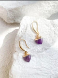 Amethyst Small Heart Gold Plated Gemstone Earrings