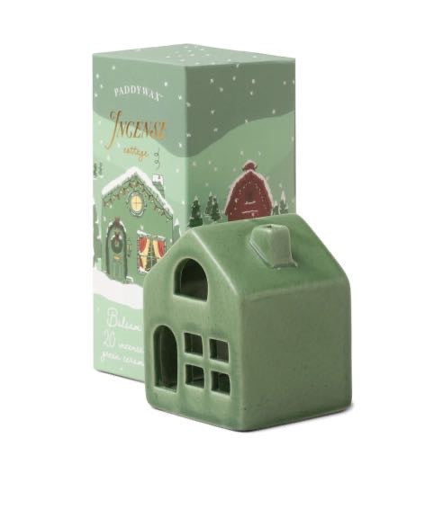 WINTER CERAMIC GREEN COTTAGE INCENSE HOLDERS - BALSAM & FIR