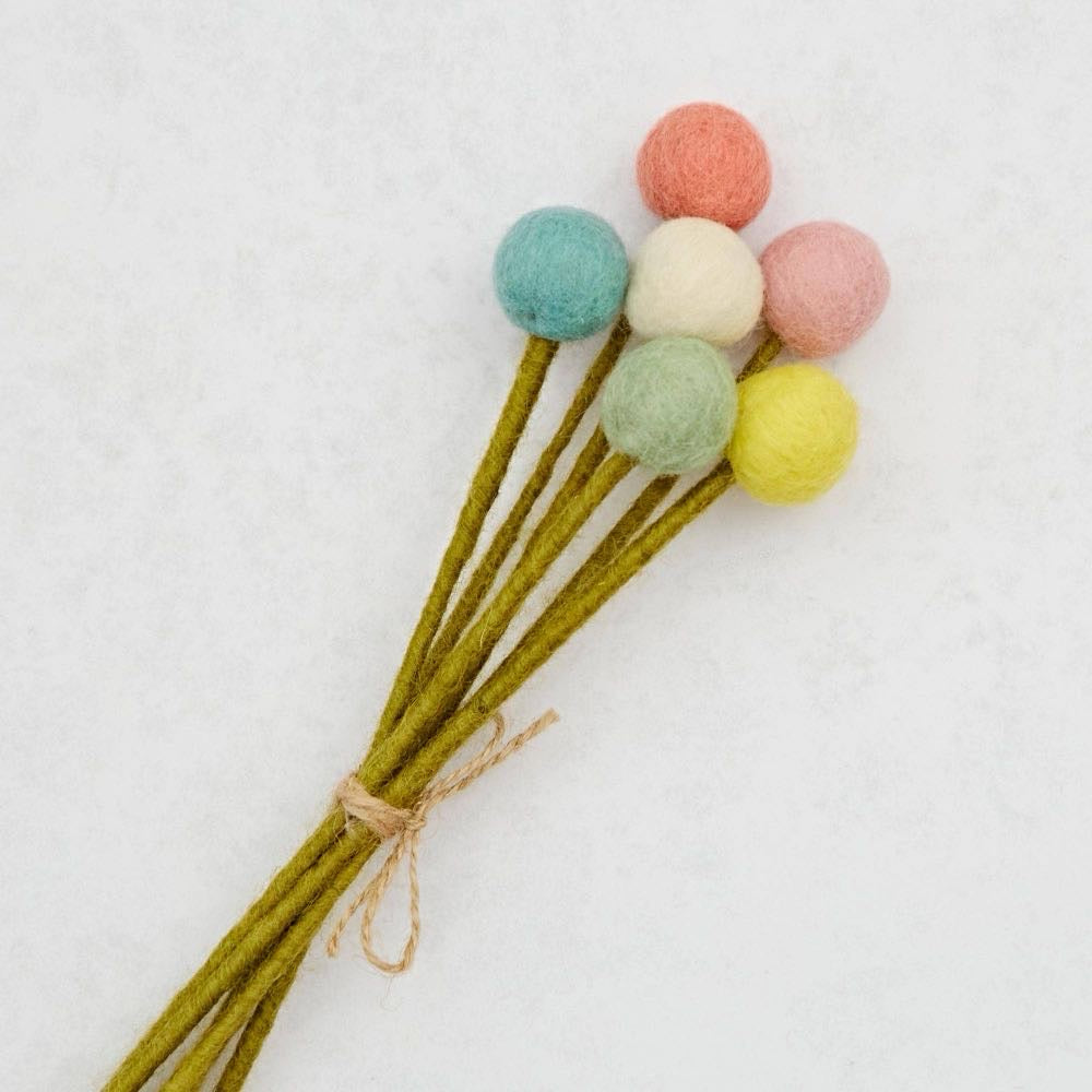 Pack of 6 Felt Handmade Flower Bouquet - Multicoloured