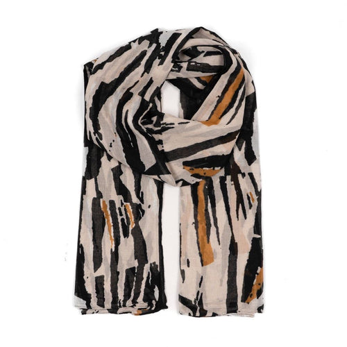 Black Zebra Print Lightweight Cotton Scarf