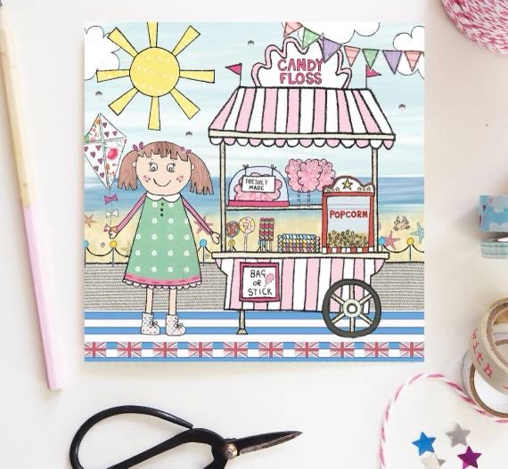 Cotton Candy beside the seaside card