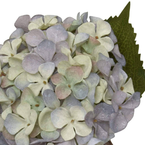 Artificial Hydrangea Two Tone Green and Blue Faux Stem 46cm