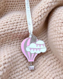 New Baby Girl Hot Air Balloon Silver Enamel Decoration