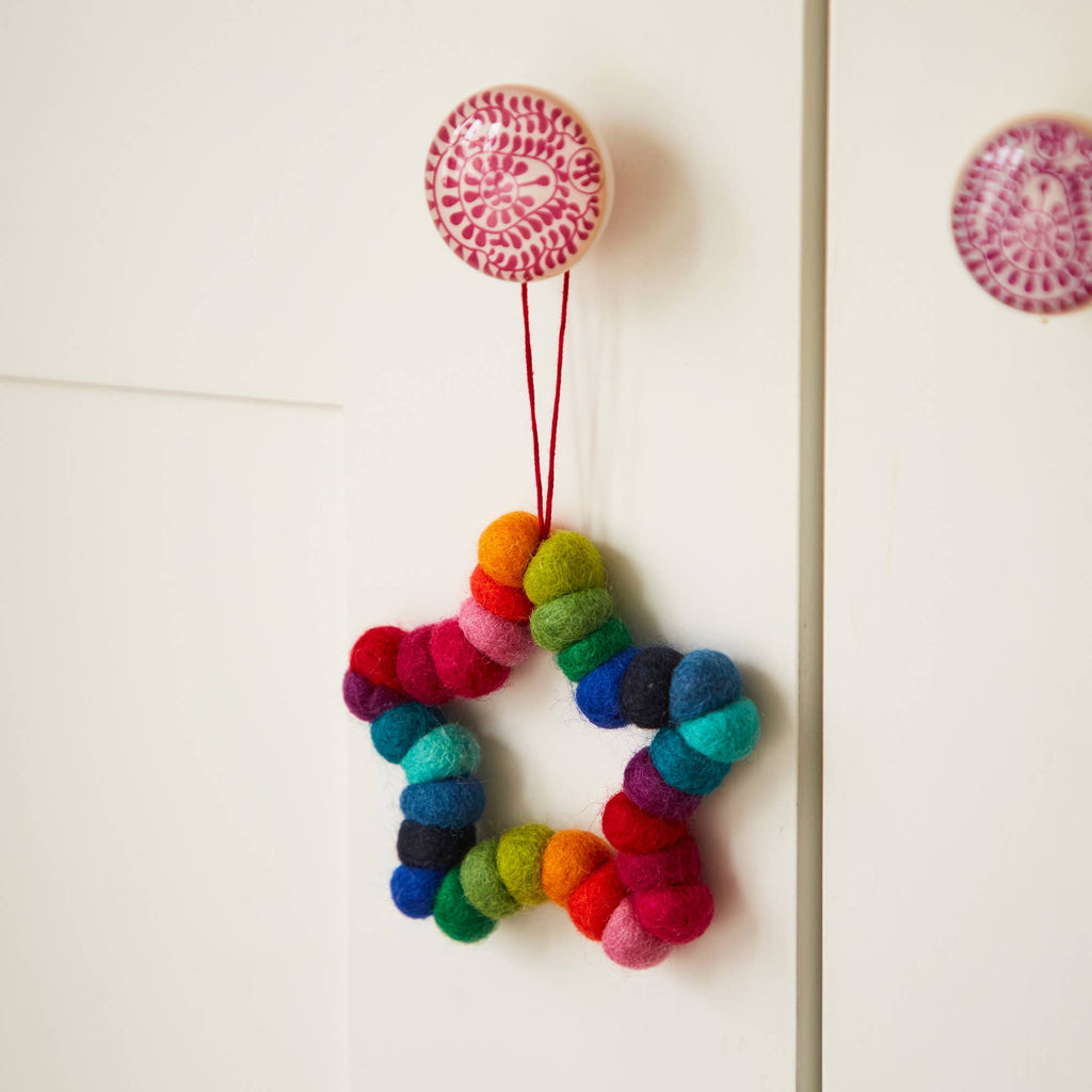 Felt Multicoloured Heart/ Star Hanging Decoration