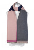 Pink/Fuschia/Navy Colour Block Blanket Scarf