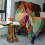 Check Herringbone Multicoloured Throw - 100% Cotton