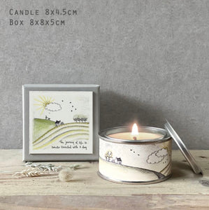The journey of life is sweeter travelled with a dog boxed candle