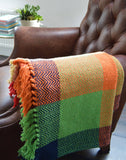 Check Herringbone Multicoloured Throw - 100% Cotton