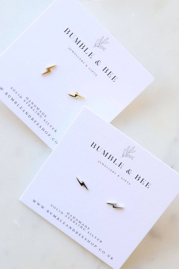 Lightning Bolt Studs in gold or silver