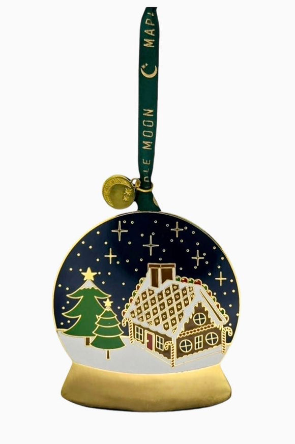 Snow Globe Gold Enamel Christmas Decoration