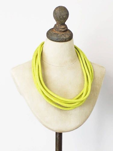 Chunky Multi Strand Cord Necklace in Lime, Statement Jewellery