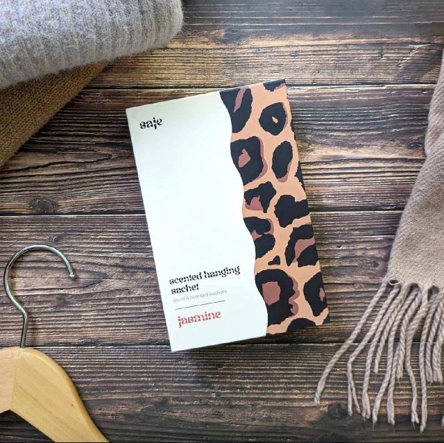 Saje Scented Hanging Sachet - Set of 4 Jasmine - Leopard Print Design