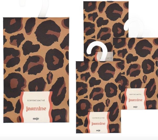 Saje Scented Hanging Sachet - Set of 4 Jasmine - Leopard Print Design