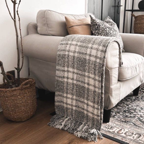 Darwin Chenille Checked Tartan Throw Blanket - 100% Recycled